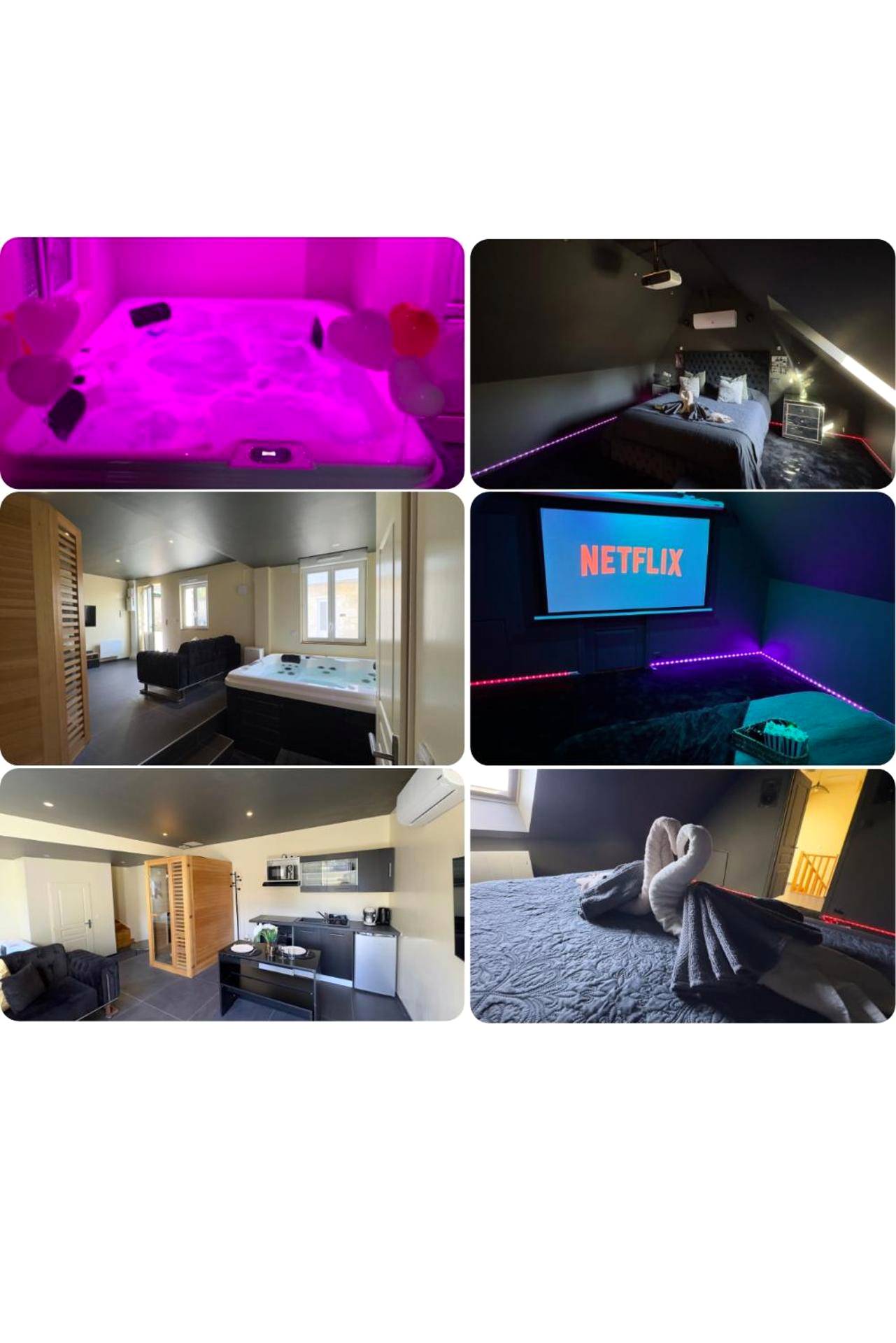 Vue interieure - Magnifique loveroom avec sauna, spa et cinémaroom
