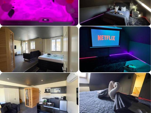 Vue interieure - Magnifique loveroom avec sauna, spa et cinémaroom