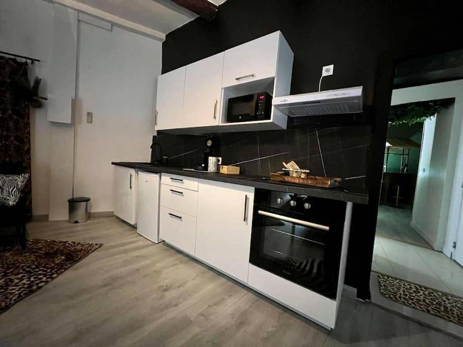 Cuisine équipée moderne avec four et micro - ondes - la savane room