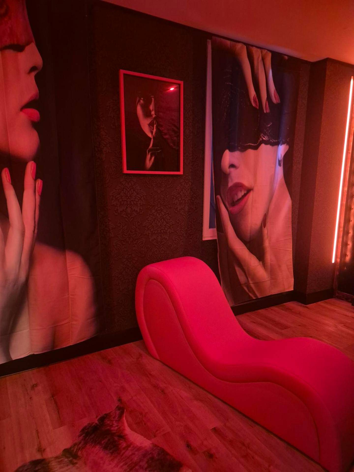 Fauteuil tantra rose et décoration érotique - Shiny Cloud Love Room