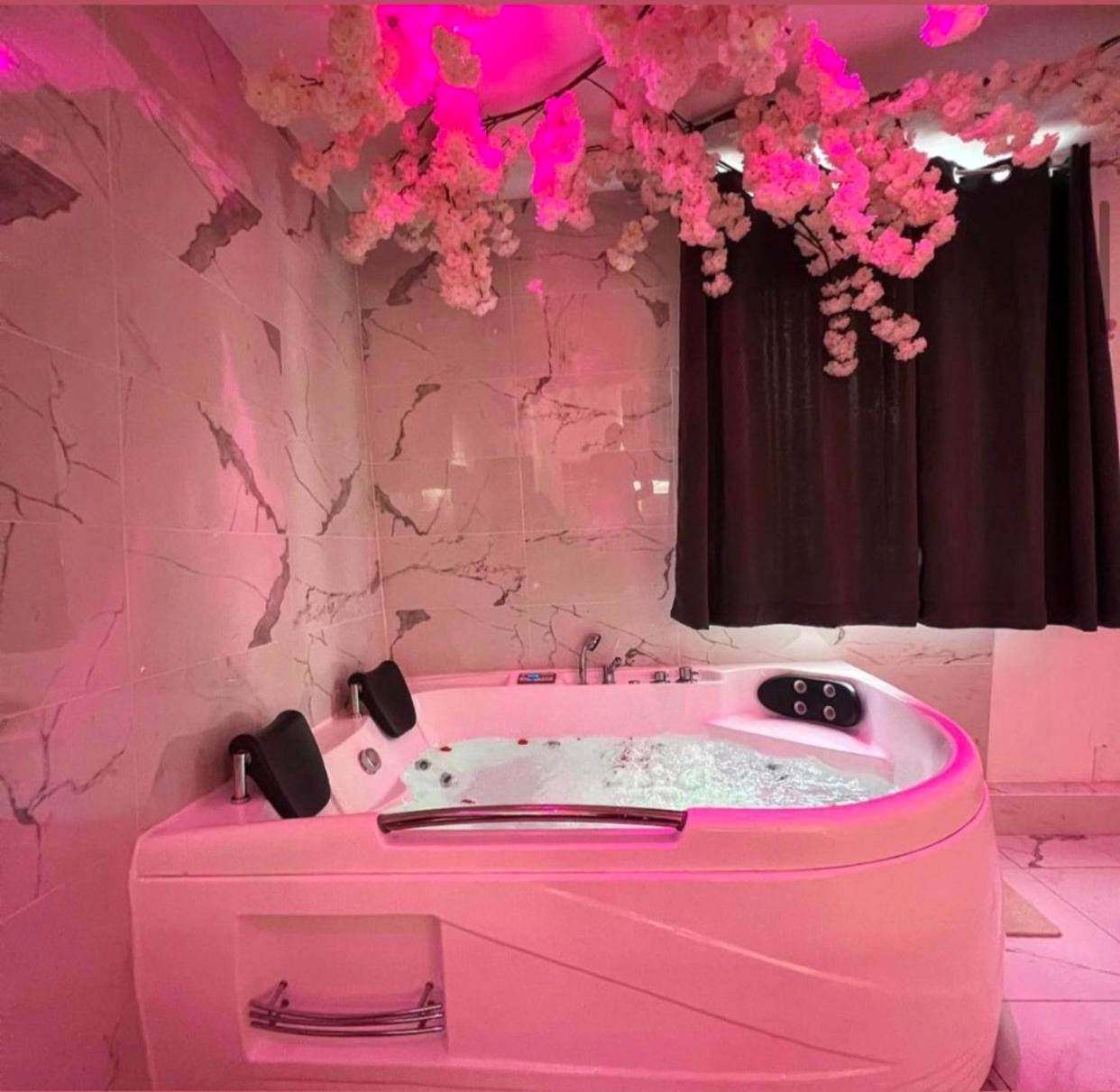 Jacuzzi privatif sous fleurs de cerisier - Love Room Appartement Spa Jacuzzi et Terrasse
