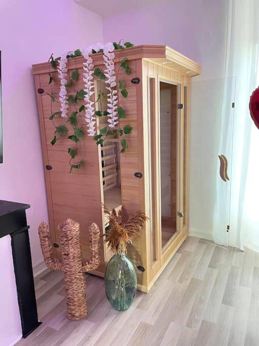 Sauna infrarouge en bois avec décorations - Appartement avec Spa et Sauna