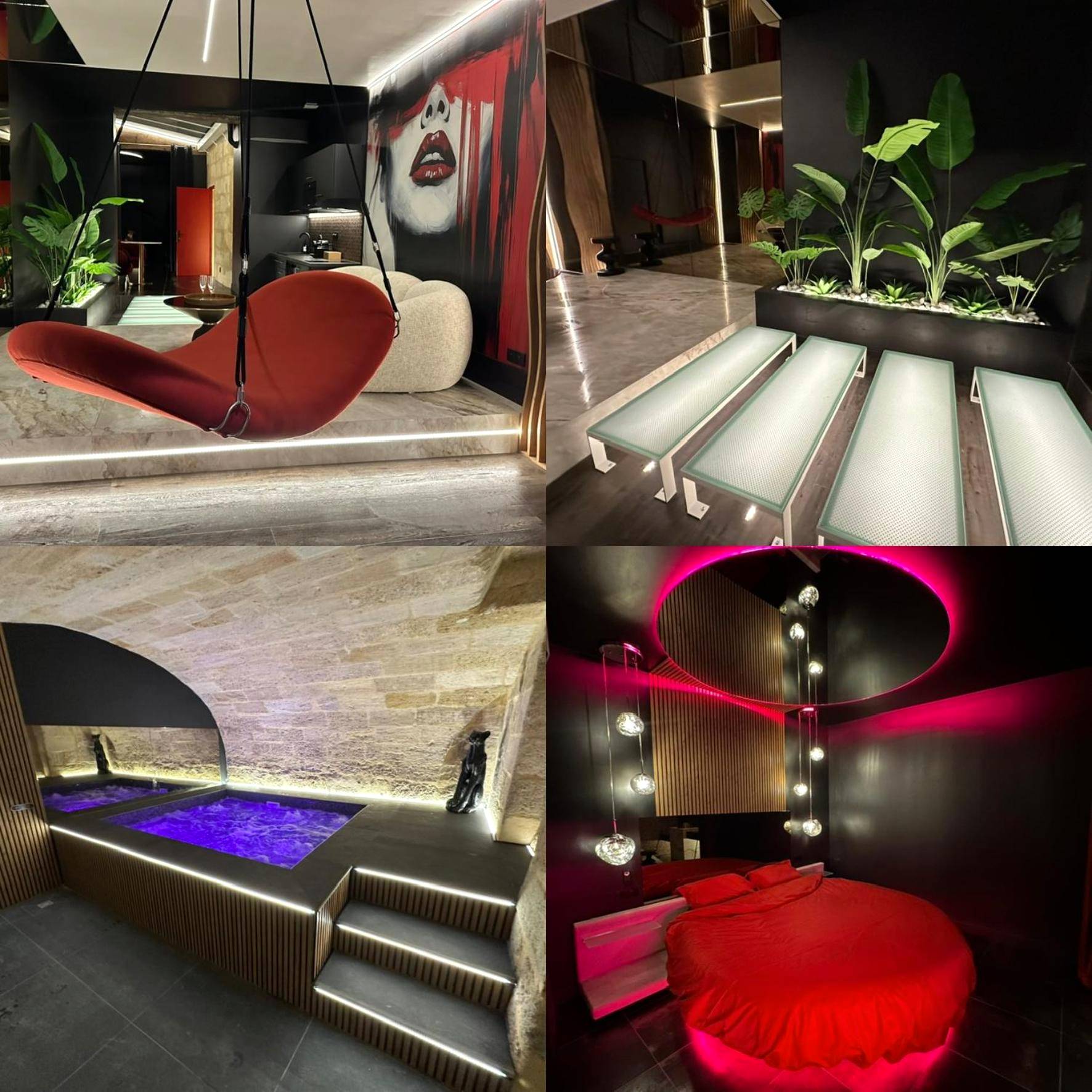 Jacuzzi encastré sous voûte en pierre - Love Room Bordeaux - Spa privé XXL dans cave Voûtée - Suite Luxe Romantique