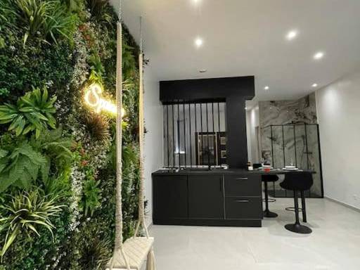 Balançoire intérieure et mur végétal - Sparadise : Jacuzzi et Sauna