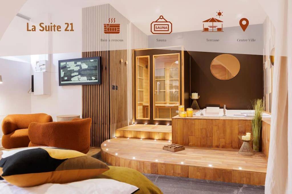 Espace bien - être avec sauna et jacuzzi - Love Room Bourg - en - Bresse - La suite du 21 - jacuzzi - sauna - centre ville