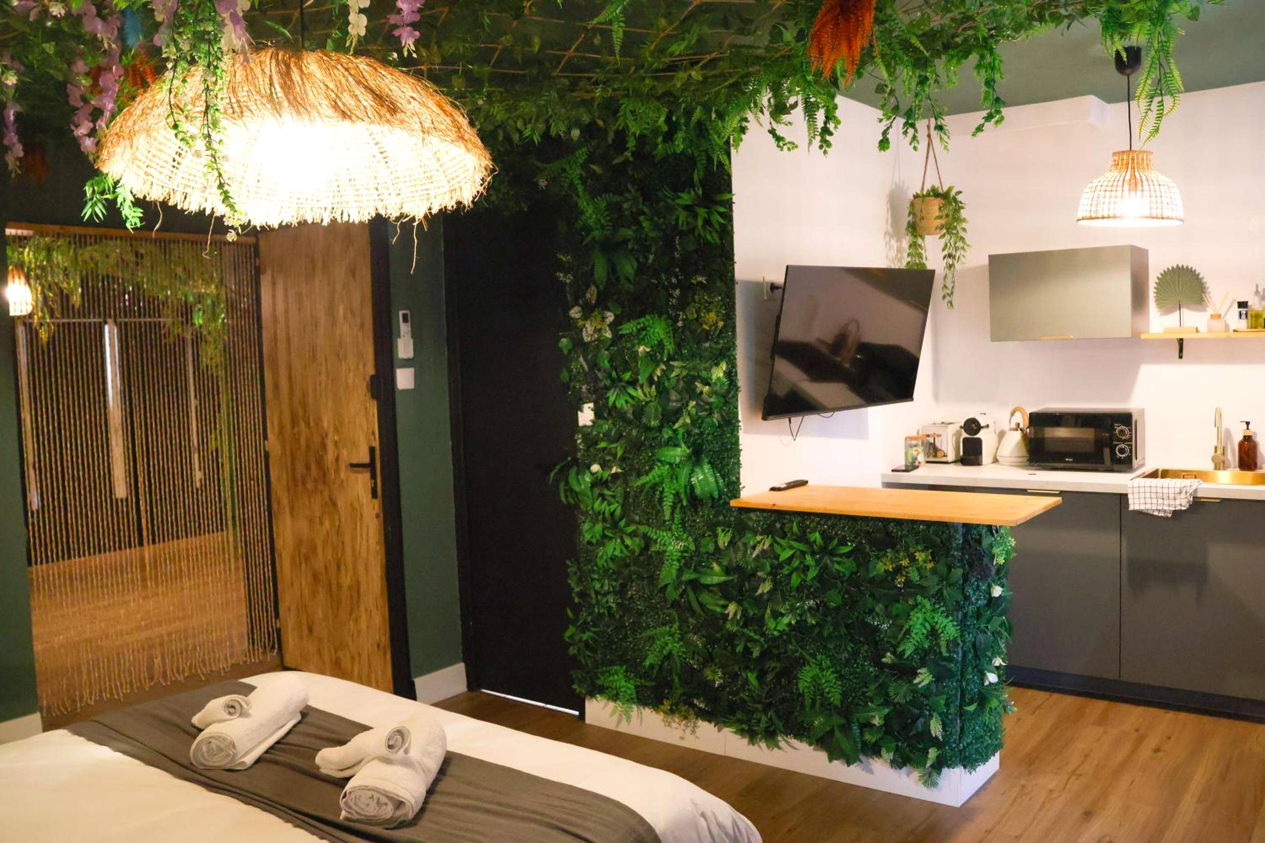 Espace studio avec kitchenette et coin nuit - Suite Mahé