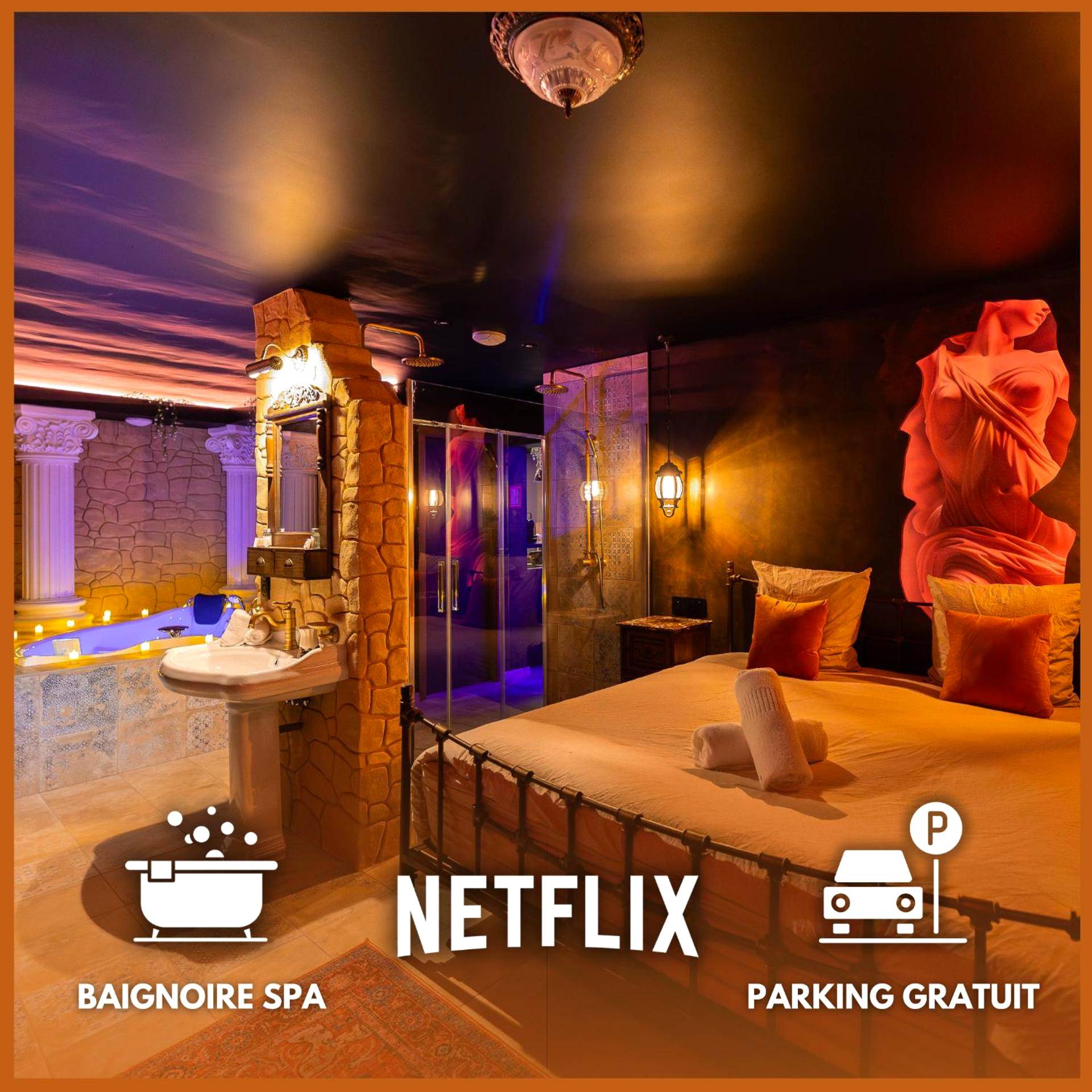 Vue principale - La Suite de Vénus - Chambre à thème Love Room Jacuzzi et Pièce Secrète - Évasion pour deux - Schirrhein