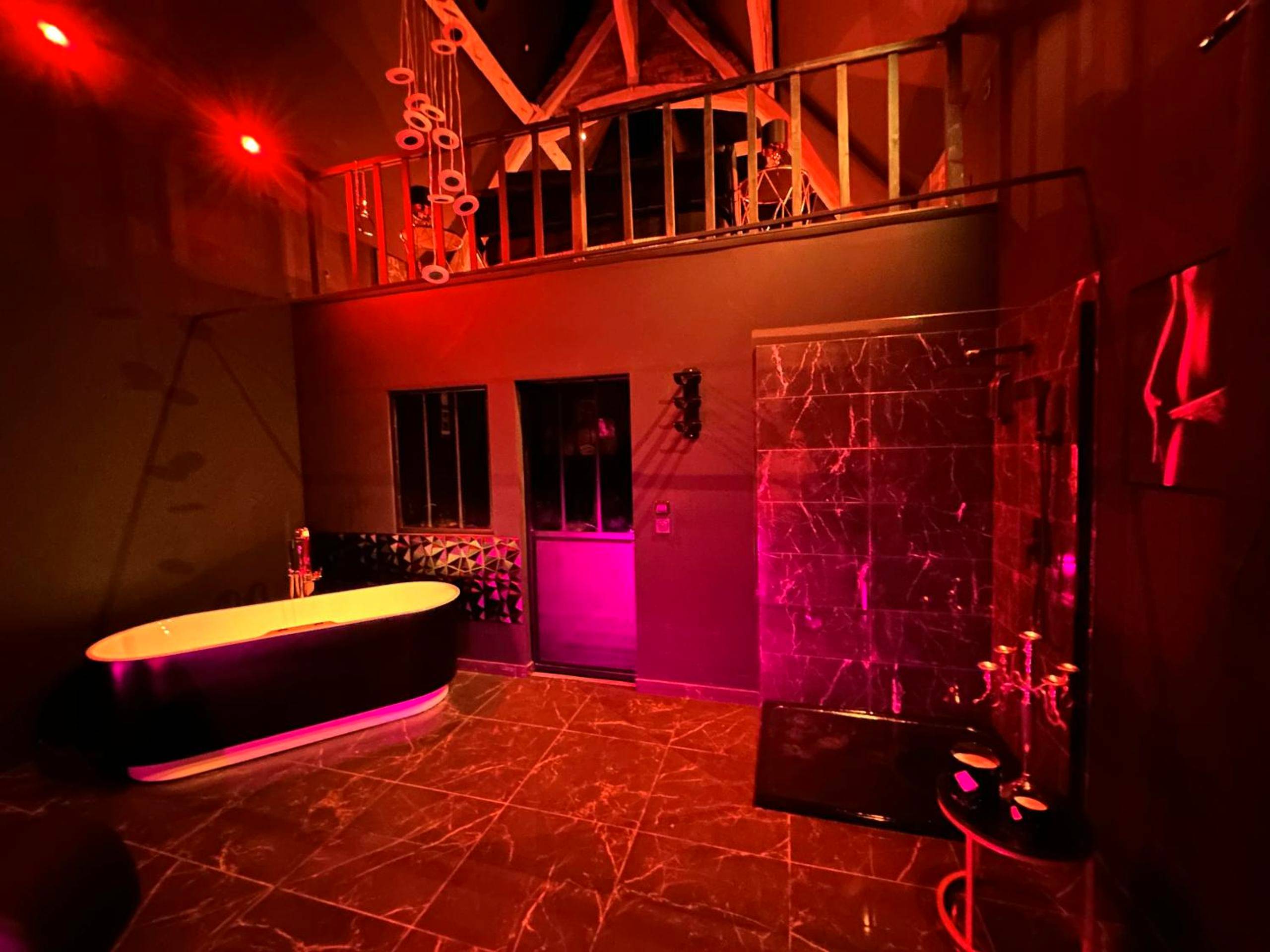 Vue interieure - Loveroom de luxe - Thème 50 nuances de grey maison privative spa insolite