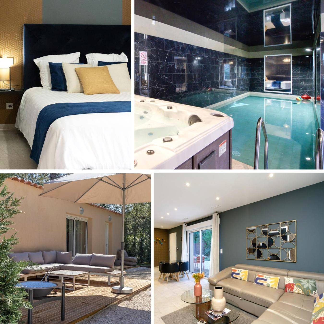 Chambre avec vue sur piscine intérieure - Love Room Lorgues - Villa 2pers Lorgues Piscine, Spa, Hammam